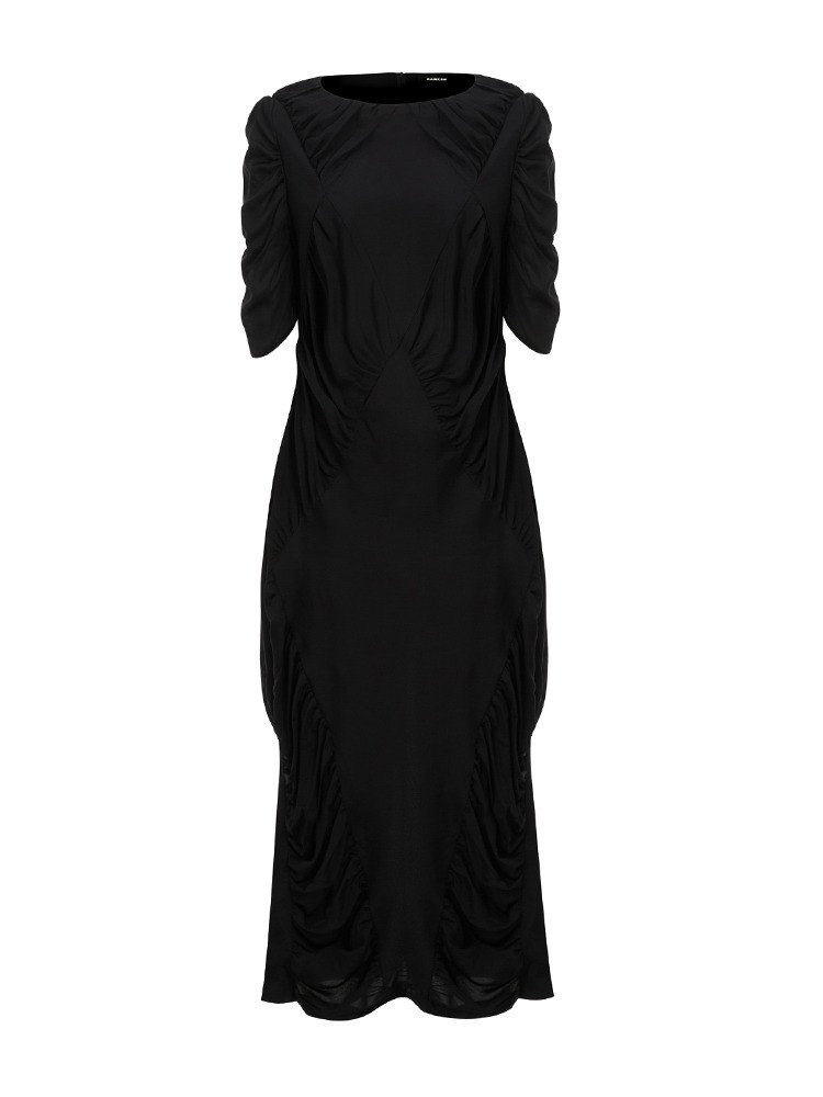SHORT SLEEVES DRESS(BLACK) HANKIM 체크 슬리브리스 드레스(블랙) - 아데쿠베